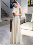 Eileen A-Line Floor-Length Chiffon Wedding Dress With Beading Sequins UKP0013884