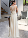 Eileen A-Line Floor-Length Chiffon Wedding Dress With Beading Sequins UKP0013884