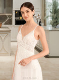 Ruth A-Line V-neck Court Train Wedding Dress With Beading UKP0013885