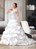 Parker Ball-Gown/Princess Sweetheart Court Train Satin Wedding Dress With Ruffle Beading Appliques Lace Sequins UKP0013888