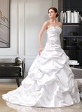 Parker Ball-Gown/Princess Sweetheart Court Train Satin Wedding Dress With Ruffle Beading Appliques Lace Sequins UKP0013888