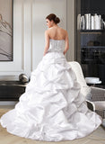 Parker Ball-Gown/Princess Sweetheart Court Train Satin Wedding Dress With Ruffle Beading Appliques Lace Sequins UKP0013888