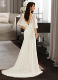 Marin Trumpet/Mermaid V-neck Court Train Wedding Dress UKP0013891