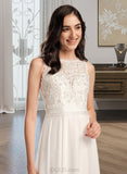 Cara A-Line Scoop Neck Asymmetrical Wedding Dress UKP0013893