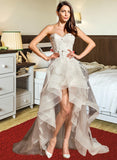 Ali A-Line Sweetheart Asymmetrical Tulle Wedding Dress With Beading Bow(s) UKP0013894