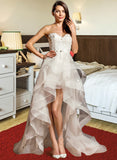 Ali A-Line Sweetheart Asymmetrical Tulle Wedding Dress With Beading Bow(s) UKP0013894