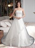 Jazmin Ball-Gown/Princess Sweetheart Chapel Train Satin Wedding Dress With Lace Beading UKP0013895