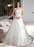 Jazmin Ball-Gown/Princess Sweetheart Chapel Train Satin Wedding Dress With Lace Beading UKP0013895