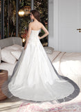 Jazmin Ball-Gown/Princess Sweetheart Chapel Train Satin Wedding Dress With Lace Beading UKP0013895