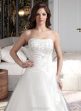 Jazmin Ball-Gown/Princess Sweetheart Chapel Train Satin Wedding Dress With Lace Beading UKP0013895