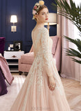 Zoe Ball-Gown/Princess Scoop Neck Court Train Tulle Lace Wedding Dress UKP0013902