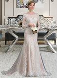 Mckinley Trumpet/Mermaid Scoop Neck Court Train Tulle Wedding Dress With Beading Sequins Bow(s) UKP0013918