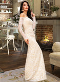 Viviana Trumpet/Mermaid Off-the-Shoulder Floor-Length Wedding Dress UKP0013923