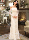 Viviana Trumpet/Mermaid Off-the-Shoulder Floor-Length Wedding Dress UKP0013923