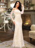 Viviana Trumpet/Mermaid Off-the-Shoulder Floor-Length Wedding Dress UKP0013923