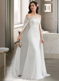 Alani Sheath/Column Court Train Chiffon Wedding Dress UKP0013932