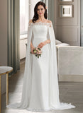 Alani Sheath/Column Court Train Chiffon Wedding Dress UKP0013932