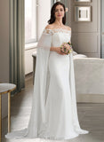 Alani Sheath/Column Court Train Chiffon Wedding Dress UKP0013932