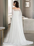 Alani Sheath/Column Court Train Chiffon Wedding Dress UKP0013932