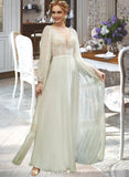 Karma A-Line V-neck Floor-Length Wedding Dress With Lace Sequins Split Front UKP0013937