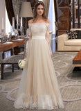 Dulce A-Line Floor-Length Tulle Lace Wedding Dress UKP0013938