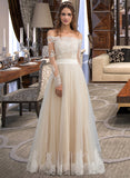 Dulce A-Line Floor-Length Tulle Lace Wedding Dress UKP0013938