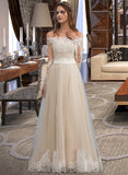 Dulce A-Line Floor-Length Tulle Lace Wedding Dress UKP0013938