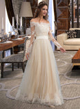 Dulce A-Line Floor-Length Tulle Lace Wedding Dress UKP0013938