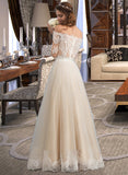 Dulce A-Line Floor-Length Tulle Lace Wedding Dress UKP0013938