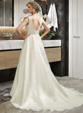 Miya A-Line Scoop Neck Court Train Wedding Dress UKP0013939