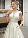 Miya A-Line Scoop Neck Court Train Wedding Dress UKP0013939