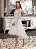 Kailee A-Line Asymmetrical Lace Wedding Dress With Beading UKP0013942