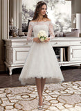 Kailee A-Line Asymmetrical Lace Wedding Dress With Beading UKP0013942