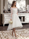 Kailee A-Line Asymmetrical Lace Wedding Dress With Beading UKP0013942