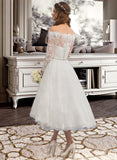 Kailee A-Line Asymmetrical Lace Wedding Dress With Beading UKP0013942