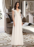 Xiomara A-Line V-neck Floor-Length Wedding Dress UKP0013943