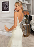 Willa Trumpet/Mermaid V-neck Sweep Train Chiffon Lace Wedding Dress With Sequins UKP0013947