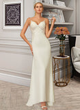 Willa Trumpet/Mermaid V-neck Sweep Train Chiffon Lace Wedding Dress With Sequins UKP0013947