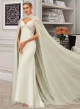 Willa Trumpet/Mermaid V-neck Sweep Train Chiffon Lace Wedding Dress With Sequins UKP0013947