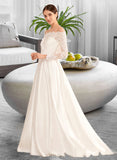 Desiree Ball-Gown/Princess Off-the-Shoulder Court Train Wedding Dress With Lace UKP0013948