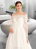 Desiree Ball-Gown/Princess Off-the-Shoulder Court Train Wedding Dress With Lace UKP0013948