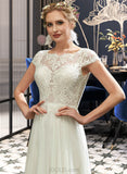 Sharon A-Line Illusion Floor-Length Wedding Dress With Lace Sequins UKP0013949