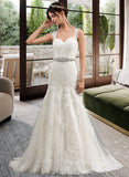 Brooke Trumpet/Mermaid Sweetheart Sweep Train Tulle Wedding Dress UKP0013951