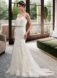 Brooke Trumpet/Mermaid Sweetheart Sweep Train Tulle Wedding Dress UKP0013951