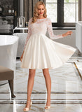 Tiffany Ball-Gown/Princess Scoop Neck Knee-Length Satin Lace Wedding Dress UKP0013952