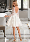 Tiffany Ball-Gown/Princess Scoop Neck Knee-Length Satin Lace Wedding Dress UKP0013952