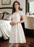 Florence A-Line Scoop Neck Knee-Length Lace Wedding Dress UKP0013956