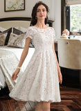 Florence A-Line Scoop Neck Knee-Length Lace Wedding Dress UKP0013956