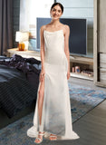 Jenna A-Line Cowl Neck Court Train Wedding Dress With Beading UKP0013964