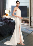 Jenna A-Line Cowl Neck Court Train Wedding Dress With Beading UKP0013964